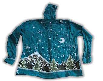 Women's 2XL Lightweight Batik  Redwood Tree Zip hoodie