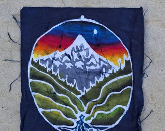 Batik Snow capped mountain wall hanging