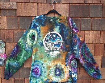 Adult 2x Batik Steal Your Mountains of the moon ice dyed long sleeve