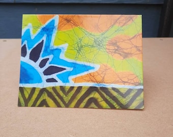 Scarlet Begonias Note Card | Batik Art, Grateful Dead Song