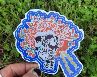 Bertha Skull & Roses Vinyl Sticker - Waterproof Decal