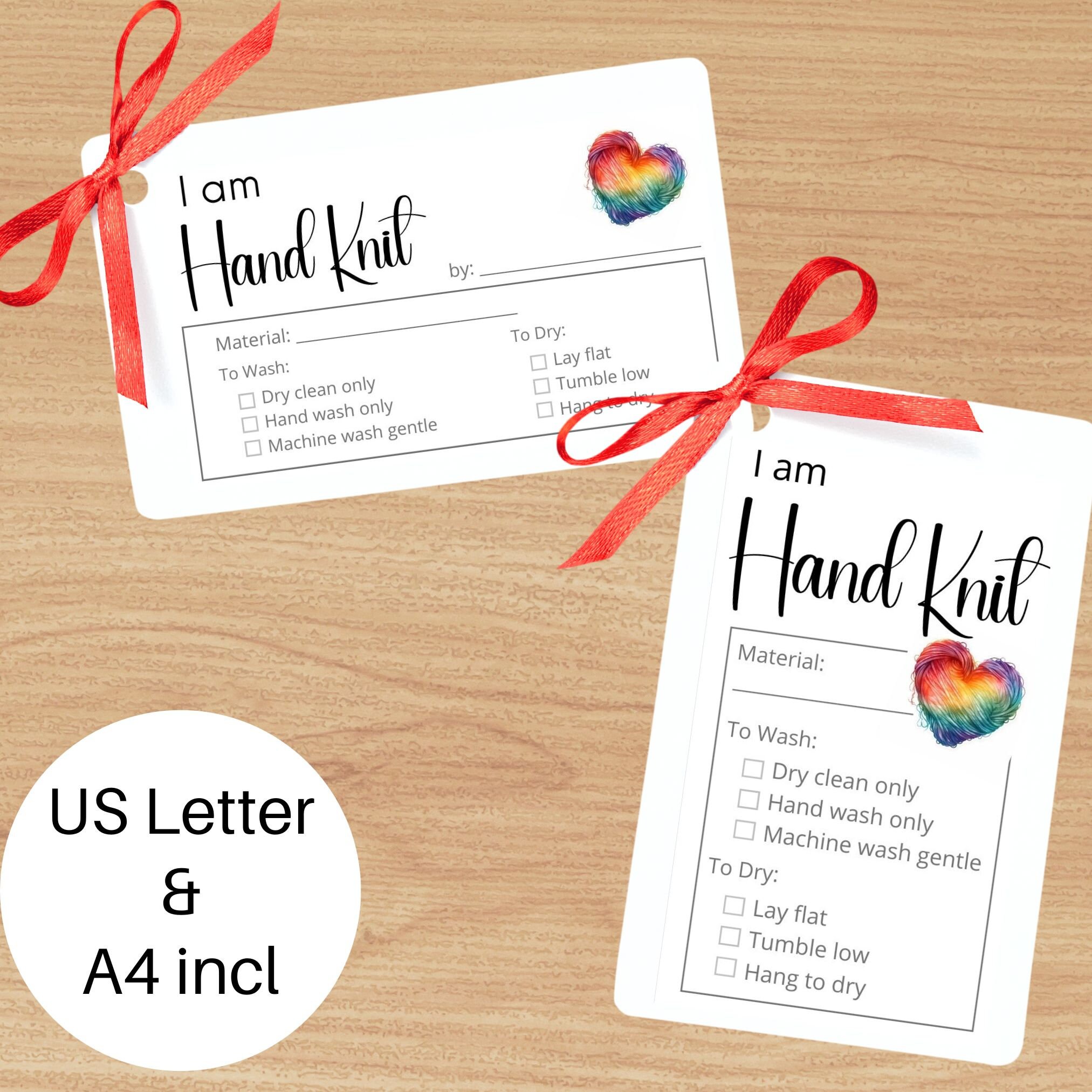 Printable Care Tag for Handmade Knit Item ~ I Am Hand Knit Gift Labels ...