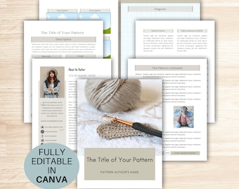 Crochet Pattern Template NEUTRAL, Editable Canva Design Tools to Customize Your Crocheting Patterns in a Soft Muted Palette for Designers