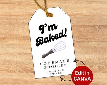 Christmas Baking Gift Tags, Editable Printable Holiday Labels for Cookie Exchange Parties, Custom Baked Treats
