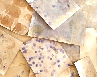 Hand Dyed Paper Pack of Tea Dye Stained Scrapbook Papers for Junk Journals Wild Crafting Stationary or Notebooks and Card Making Journaling