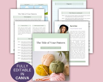 Crochet Pattern Template, Editable Canva Design Tools to Customize Your Crocheting Patterns in a Soft Sage Green Muted Palette