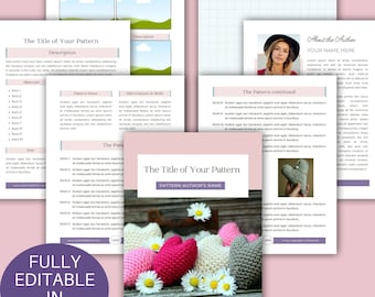 Crochet Pattern Template | Editable Canva Planner for Crochet Designers | Crocheted Design Tools to Write Your Patterns | Soft Blush Neutral