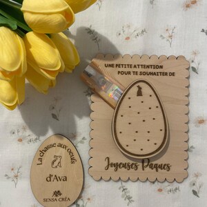 Carte cadeau de Pâques en bois billet ou message