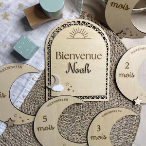 Cartes étapes naissance en bois