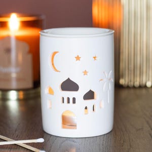 Lampe, bougeoir photophore orientale artisanale en céramique