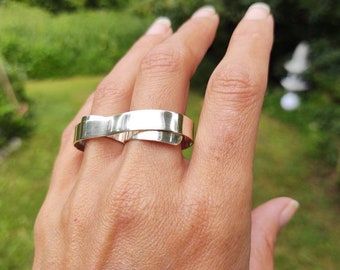 Bague deux doigts en argent sterling