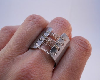 Corset Ring, Custom Stamped Ring, Personalized Wide Band Ring, Edgy BDSM Jewelry