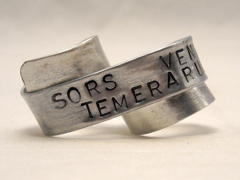 Custom Silver Double Banner Ring Fortune Favors the Bold Two Finger Ring image 2