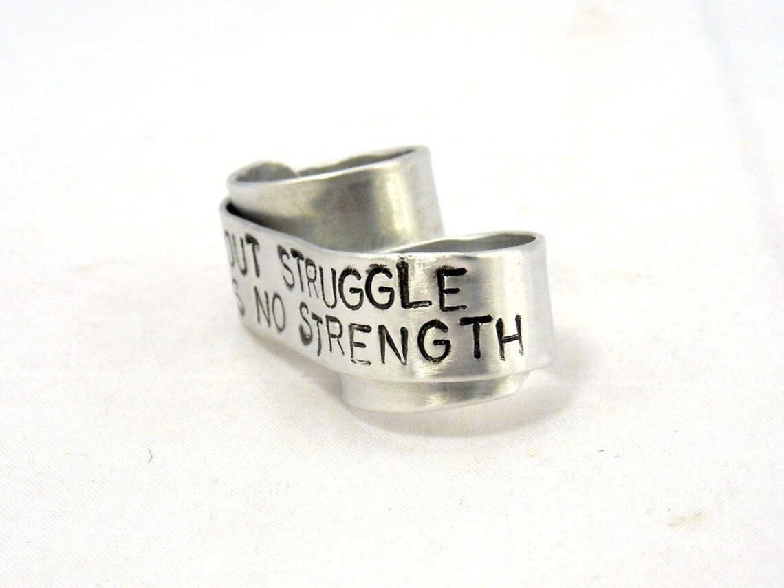 Custom Two Finger Ring - Strength, Personalise Ring, Modern Brass ...