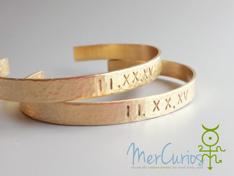 Custom Roman Numerals Bracelet 14K Gold Filled Cuff Gift for Etsy