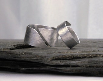 His and Hers Couples Rings, Set of TWO INSIDE Message Rings // Wide Silver Bands // Anniversary Gift Under 100