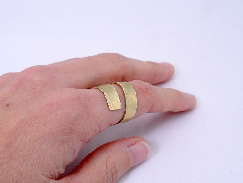 Modern Gold Bypass Ring // Hammered // Personalized Keepsake // Gift under 50 image 5