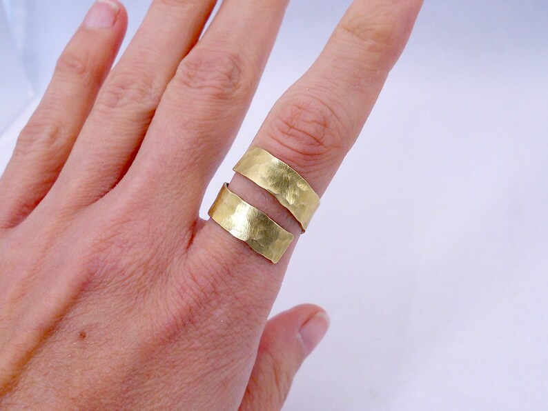 Modern Gold Bypass Ring // Hammered // Personalized Keepsake // Gift under 50 image 1