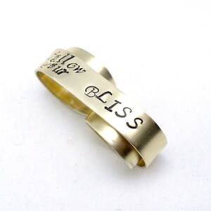 Gold Knuckle Ring, Two Finger Ring, Custom Banner Ring Follow Your Bliss image 5