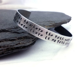 Quote Bracelet // Inspirational Gift // Wide Silver Cuff Bracelet // Ralph Waldo Emerson