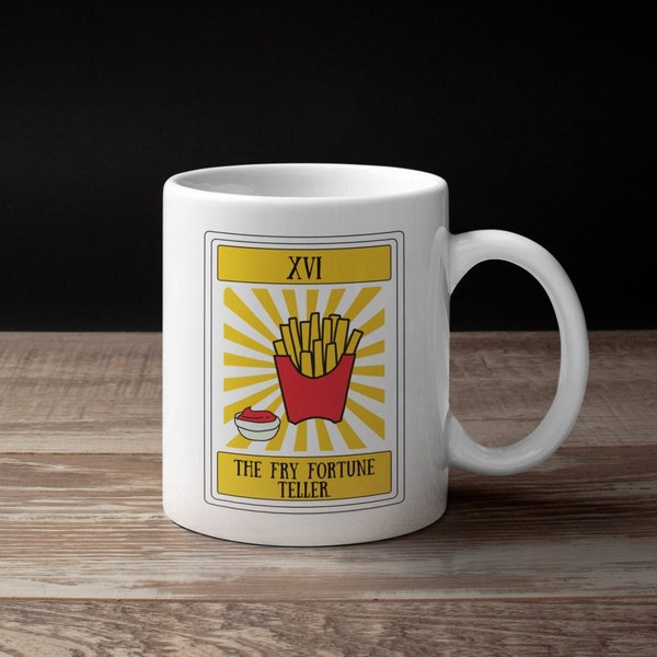 Coffee lover mug 11oz, fast food lover mug, french fry fast food lover, for her him mug gift, fried food lover, novelty gift, tarot card mug