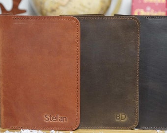 Brown Leather Passport Cover, Personalised Travel Wallet, Jorney Gift for Him