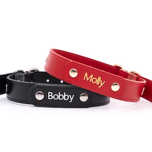 Luxury Leather French Bulldog Collar, Personalized Pet Leather Collar, Solid Dog Collar, made in EU