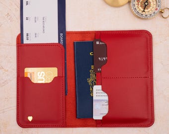 Personalized Travel Leather Passport Wallet Cover, Travel Gift Accessories for Lovers,  Travel Document Holder,  Anniversary Gift