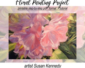 pdf FORMAT printable Painting Project Tutorial - eBooklet Art Lesson Floral in Oil or Acrylic