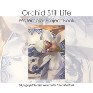 E-book pdf-artikel over bloemen schilderen in aquarel - orchideeënstilleven