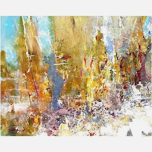 Accidental Glory, small original abstract painting on board, 8” x 10” art for home