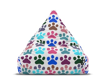 Bean Bag Chair Cover With Colorful Paw Prints, Great For Birthday, Dog or Cat Lover, Pet Owner, Shiba Inu Mom or Dad