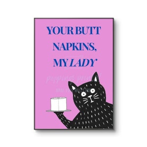 Whimsical Cat Bathroom Wall Art - Humorous Pooping Feline Print for Toilet Decor