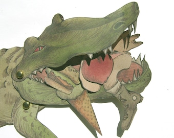 Crocodile Paper Puppet with Eats - articulated