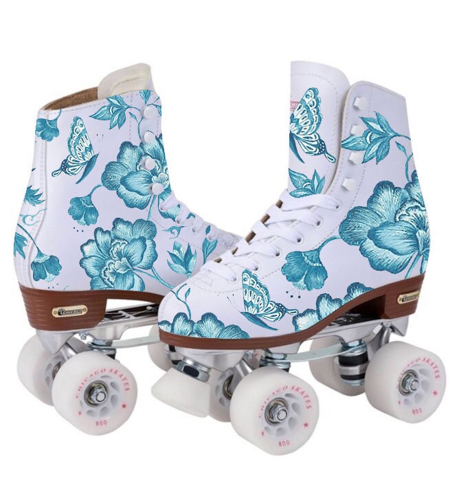 Vintage Quad Skates Roller skates Rainbow Floral Custom Hand