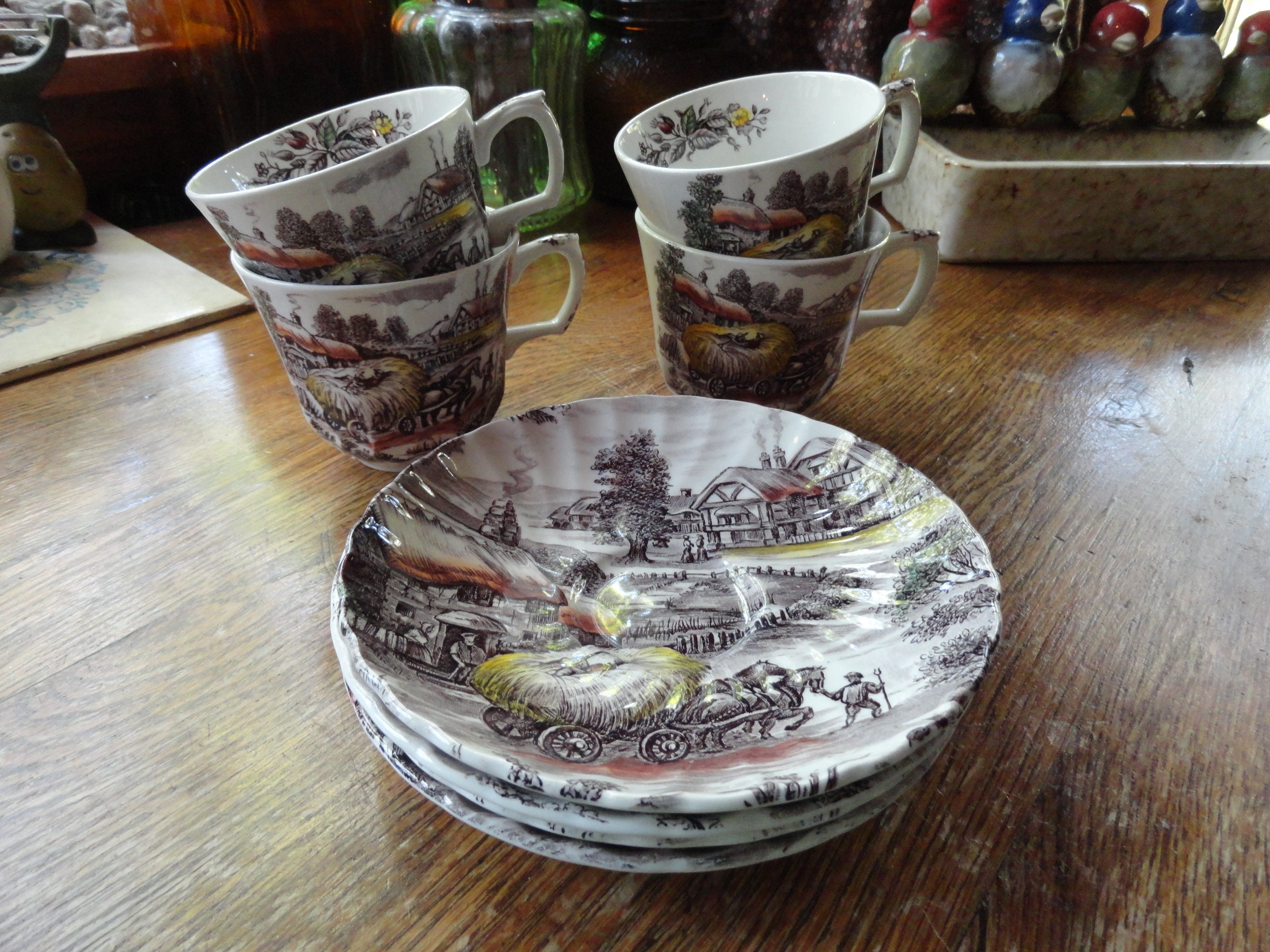 Set of 4 Yorkshire Farm Scene Cups and Saucers by Etsy