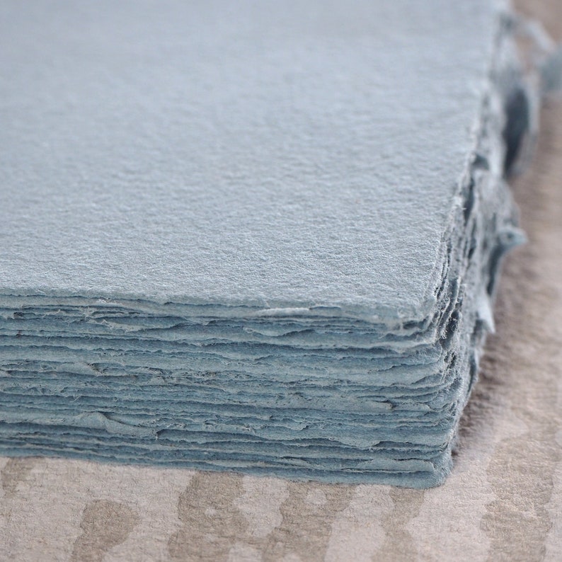 Handmade Paper Deckled Edges Blue 25 pack Bluestem A7