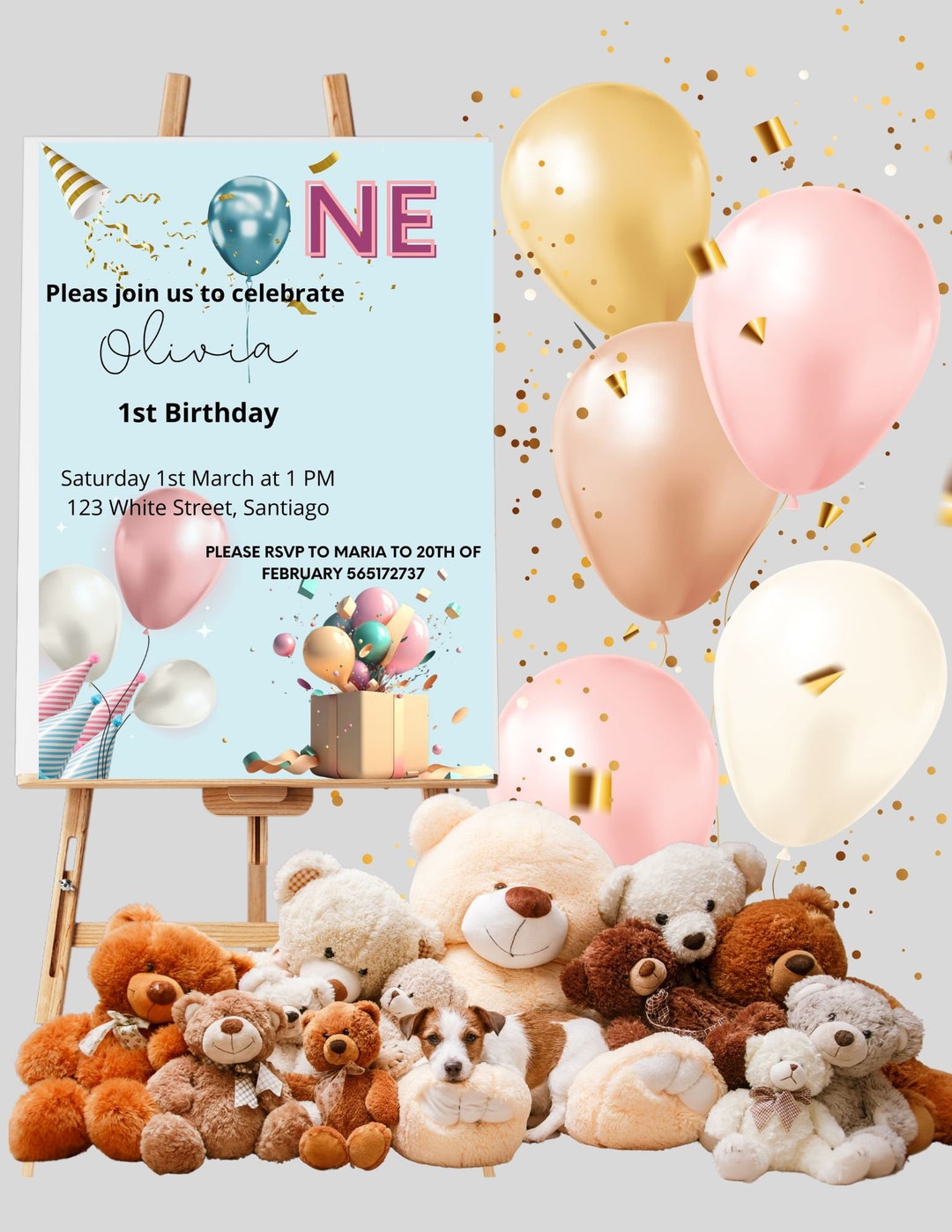 Kinder Invit First Birthday Invitation Card Kinder Party Invitation for First ...