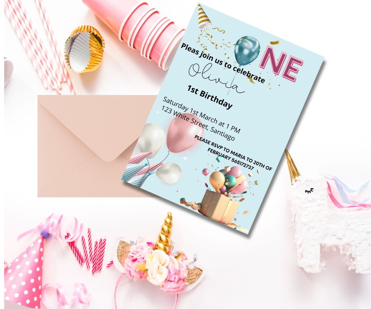 Kinder Invit First Birthday Invitation Card Kinder Party Invitation for First ...