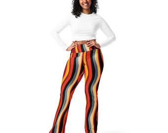 Retro High-Waisted Flare Leggings – Vibrant 70s Style Yoga Pants