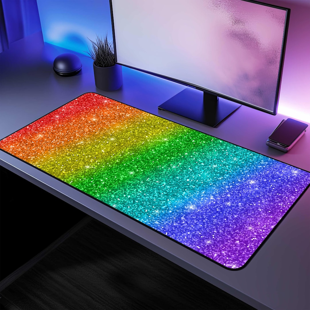 Sparkle Rainbow Desk Mat XL Colorful Office Decor Etsy sparkle-rainbow-desk-mat-xl-colorful-office-decor-etsy