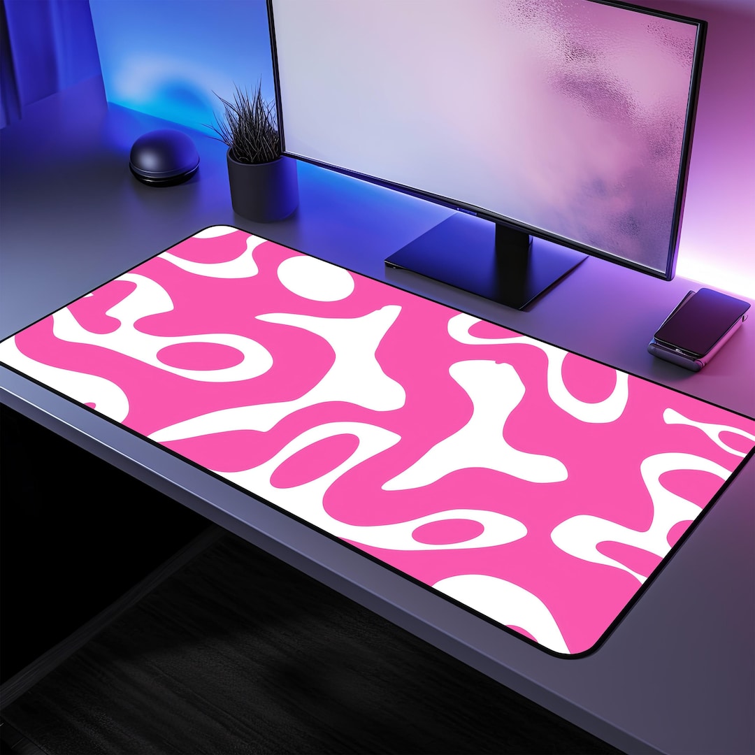 Pink Computer Table Mat Bright Pink Desk Mat: XL Abstract Mousepad, Workspace Decor - Etsy