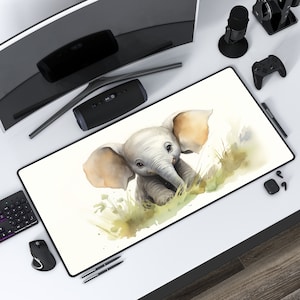 Cottagecore Elephant Desk Mat, Extra Large Mouse Pad Desk Protector, Colorful Home Office Decor,  Gift For Animal Lovers,Workspace Accessory