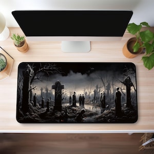 Macabre Graveyard Desk Mat, Dark Academia Desk Decor, Goth Workspace Essential, Mouse Pad, Desk Protector, Gamers XL Mouse mat, Perfect Gift