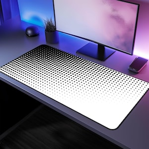 Schwarzweiße kleine Würfel Schreibtischmatte, rutschfeste Mausunterlage, XL Computer Pad, WFH Accessoire, Bürodeko, perfektes Geschenk, Home Office, Gaming Matte
