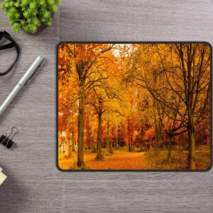 Fall Trees Desk Mat, Aesthetic Desk Decor, Trendy Workspace Essential ...