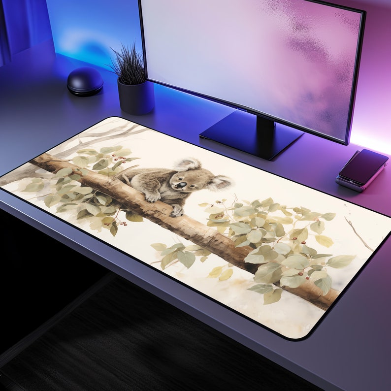 Cottage Core Koala Bear. Large Desk Mat. Extended Mousepad. Cute Office ...