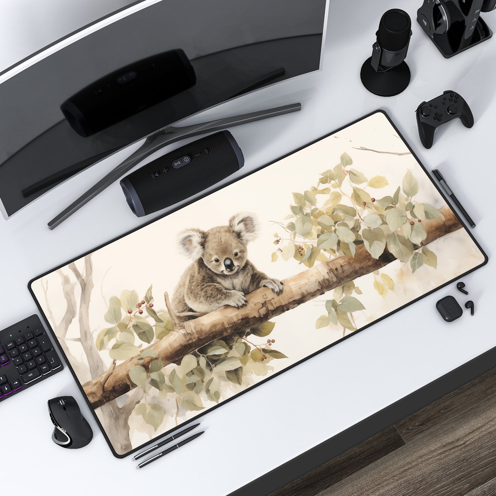 Cottage Core Koala Bear. Large Desk Mat. Extended Mousepad. Cute Office ...