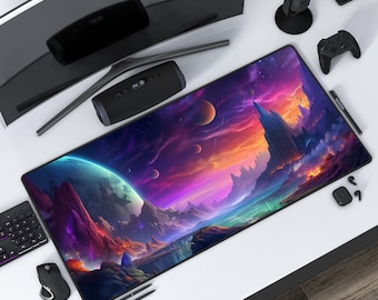 Galactic Desk Mat for Gaming. Extra Large Mouse Pad Desk Protector, Colorful Game Decor, Unique Gift For Gamers, Workspace Accessory