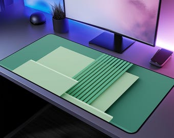 Green 3D Desk Mat: XL Gaming Mouse Pad, Workspace Decor